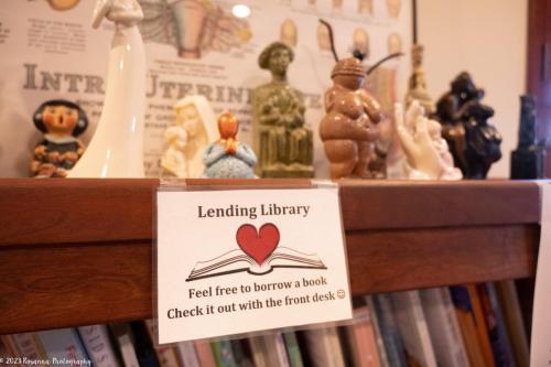 Close up of the lending library